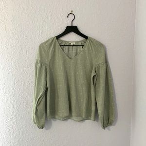 Green Blouse w/ Flower Pattern